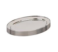 Argon Tableware 6X 40cm x 27cm Plateaux de Service Ovales en Acier Inoxydable - Moyen Fête Dîner Collation Buffet Nourriture Sandwich Afficher Plateau Assiettes Plats