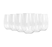 Argon Tableware 6X 480ml Plastique Réutilisable Verres à Vin sans Pied - Adultes Grand Clair Cocktail Fête Pique-Nique Camping Buvant Gobelets Tasses Ensemble