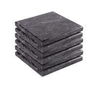 Argon Tableware 6X Black 10cm Marbre sous-Verres Carrés - Rustique Pierre Maison Bar Cuisine Table à Manger Couverts & Napperon