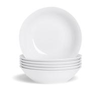 Argon Tableware 6x Grands Bols à Pâtes Blancs - 25,5 cm (10") - Assiettes en Céramique Ensemble de Plats de Service Bol à Nouilles - Passe au Lave-Vaisselle et au Micro-Ondes