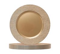 Argon Tableware Assiettes de Présentation Rondes - 33cm - Côte d'Or - 6x Réutilisable Dur Plastique Mise en Place de la Table du Dîner Mariage Fête Décor Décoratif Service Vaisselle Sets de Table
