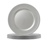 Argon Tableware Assiettes de Présentation Rondes - 33cm - Perle d'Argent - 6x Réutilisable Dur Plastique Mise en Place de la Table du Dîner Mariage Fête Décor Décoratif Service Vaisselle Sets de Table