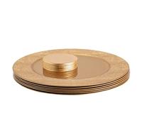 Argon Tableware Assiettes de Présentation Rondes avec Sous-verres - 33cm - Côte d'Or - 12pc Réutilisable Dur Plastique Mise en Place de la Table du Dîner Mariage Fête Décor Décoratif Service