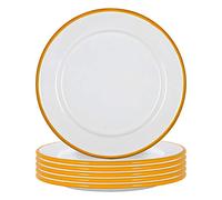 Argon Tableware Assiettes latérales en émail - 20 cm - Lot de 6 - Assiettes à manger jaunes Petites assiettes légères pour apéritifs, entrées, plats principaux
