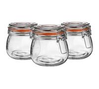 Argon Tableware Bocaux en verre avec couvercle hermétique à clip en métal - 500 ml - Lot de 6-4 joints de couleur - Récipient de rangement de cuisine moyen, pot de conservation rond