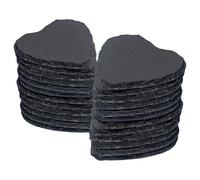 Argon Tableware Cœur Dessous en Ardoise - 10cm - 24x Naturel Noir Pierre Maison Cuisine Boire Café Tasse Verre Titulaire Tableau Tapis Sets de Table