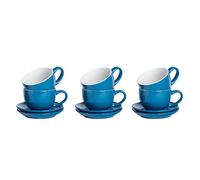 Argon Tableware Ensemble de 12 Tasses à Cappuccino et soucoupes - 250 ML - Bleu - Ensemble de Tasses à thé et soucoupes, Tasse à thé colorée avec Soucoupe, Tasse à café, Tasse à Expresso