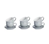 Argon Tableware Ensemble de 12 Tasses à Cappuccino et soucoupes - 250 ML - Gris - Ensemble de Tasses à thé et soucoupes, Tasse à thé colorée avec Soucoupe, Tasse à café, Tasse à Expresso