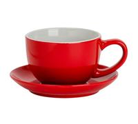 Argon Tableware Ensemble de 2 Tasses à Cappuccino et soucoupes - 250 ML - Rouge - Ensemble Tasse à thé et Soucoupe, Tasse à thé colorée avec Soucoupe, Tasse à café, Tasse à Expresso