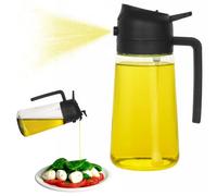 Argon Tableware Flacon pulvérisateur en verre 2 en 1 de 470 ml pour huile d'olive - 1x Pompe de cuisine avec distributeur/pulvérisateur pour huile, vinaigre, eau, vinaigrette
