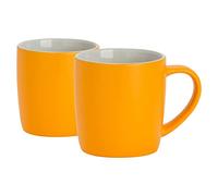 Argon Tableware Lot de 2 tasses à café colorées - Jaune mat - 350 ml - Lot de 2 - Tasses à thé en grès céramique mat, tasses à latte, cappuccino, ensemble de tasses colorées