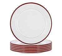 Argon Tableware Lot de 6 assiettes plates en émail - 20 cm - Rouge - Petites assiettes légères pour apéritifs, entrées, plats principaux