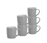 Argon Tableware Lot de 6 Tasses à café colorées - Gris Mat - 350 ML - Lot de 6 - Tasses à thé en grès céramique Mat, Tasses à Latte, Cappuccino, Ensemble de Tasses colorées