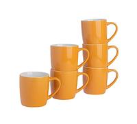 Argon Tableware Lot de 6 tasses à café colorées - Jaune - 350 ml - Lot de 6 - Tasses à thé en grès cérame brillant, tasses à latte, cappuccino, ensemble de tasses colorées