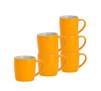 Argon Tableware Lot de 6 Tasses à café colorées - Jaune Mat - 350 ML - Lot de 6 - Tasses à thé en grès céramique Mat, Tasses à Latte, Cappuccino, Ensemble de Tasses colorées