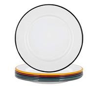 Argon Tableware Plaques de dîner en émail Blanc - Plats de Cuisine en Plein air en Plein air - 25.5cm - 6 Couleurs