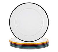 Argon Tableware Plaques latérales en émail Blanc - Plats de Camping en Plein air en métal - 20cm - 6 Couleurs