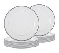 Argon Tableware Plaques latérales en émail Blanc - Plats de Cuisine en métal en Plein air - 20cm - Gris - Paquet de 12