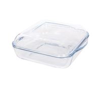 Argon Tableware Plat à Four Carré en Verre with Lid - 24cm x 21cm - 1x Petit Profond Pâtisserie Casserole Lasagne Grillage Rôtissoire Plateau de Cuisson Bol | Compatible Micro-ondes et Congélateur