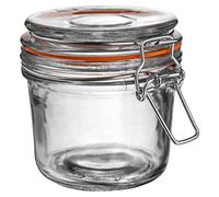 Argon Tableware Pot en verre avec couvercle hermétique à clip en métal - 350 ml - 1 paquet - 4 joints de couleur - Récipient de rangement de cuisine moyen, pot de conservation rond