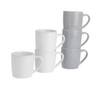 Argon Tableware Thé Tasse à café - 6pc Contemporain de Couleur Tasses en céramique Set - 350ml - Gris et Blanc