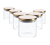 Argon Tableware Verre de Stockage Jars avec Couvercle métallique - Moderne Cuisine contemporaine de Stockage des Aliments Canister - Silicone Seal - 550ml - Or - Lot de 6
