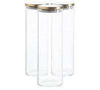 Argon Tableware Verre de Stockage Jars avec Couvercle métallique - Moderne Cuisine contemporaine de Stockage des Aliments Canister - Joint en Silicone - 2 litres - Or - Lot de 3