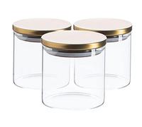 Argon Tableware Verre de Stockage Jars avec Couvercle métallique - Moderne Cuisine contemporaine de Stockage des Aliments Canister - Joint en Silicone - 550ml - Or - Lot de 3