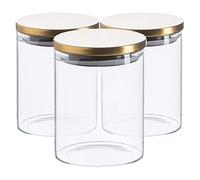 Argon Tableware Verre de Stockage Jars avec Couvercle métallique - Moderne Cuisine contemporaine de Stockage des Aliments Canister - Joint en Silicone - 750ml - Or - Lot de 3