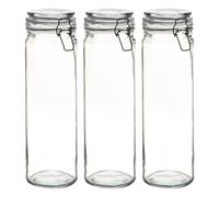 Argon Tableware Verre Spaghetti Jars - Nourriture Vintage Preserving Container - Couvercle Clip - 2 litres - Joint Blanc - Lot de 3