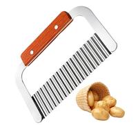 argtnayk 1pcs Coupe Frites, Coupe Pomme De Terre, Coupe Frite Professionnel, Couteau Ondulé à Manche En Bois Massif Multifonction, Rapeuse LéGume Tranchant, Acier Inoxydable Pour Cuisine Maison