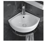 ARHAMS Vasque d'Angle Suspendu à Poser, Lavabo Salle de Bain, Lave Main Gain de Place, Mini Lavabo en Céramique Blanche avec Trop-Plein (Color : 1-Petit)