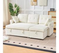Arhatreya Canapé d'angle en forme de L en chenille avec coffre de rangement | Canapé double face avec fonction couchage pour salon et chambre d'amis