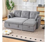Arhatreya Canapé d'angle en forme de L en chenille avec coffre de rangement | Canapé double face avec fonction couchage pour salon et chambre d'amis