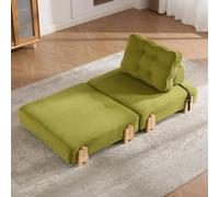 Arhatreya Fauteuil convertible en velours côtelé avec pieds en bois, vert | Design scandinave, peu encombrant et confortable, idéal pour les petits appartements