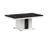 Table Basse Pied Central Blanc et Aspect Marbre Noir - ARIANE - ALTOBUY Blanc G