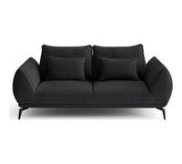 Lisa design – Canapé droit 2 places Arica en tissu texturé – Noir