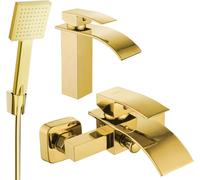 Aries R45 Set de mélangeurs pour lavabo et baignoire avec accessoires, or (744803R45-50)