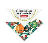 Aristo AR18001B Équerre AR1552 avec housse de protection assortie Motif tropic life (triangle hypoténuse 16 cm, picots d'encre et facettes, étui avec perforation pour classer) Multicolore transparent