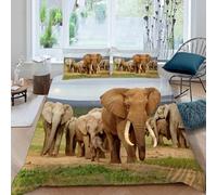 ARiXIaNg éléphant Housse de Couette 200x200 cm Ado Adulte Afrique Animaux 3D Motif Parure de Lit Microfibre Hypoallergique Ensemble de Literie avec 2 Taies d'oreiller 50x75 cm