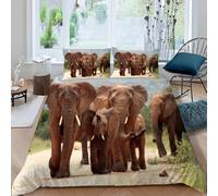 ARiXIaNg Housse de Couette éléphant 220x240 cm Enfant Ado Fille 3D Afrique Animaux Parure de Lit Hypoallergique Ensemble de Literie 3 pièces avec Fermeture Éclair+ 2 Taies D'oreillers