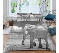 ARiXIaNg Parure De Lit 140x200 cm éléphant Housse de Couette 1 Personne 3D Motif Afrique Animaux Doux Microfibre Literie avec Fermeture éclair avec 2 Taies d'Oreillers 50x75
