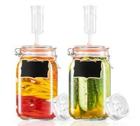 Ark miido Kit de fermentation de 1,5 l avec sas et couvercles - Récipient Kimichi parfait pour les cornichons, le kombucha dur, le vin, le cidre, l'hydromel - Lot de 2