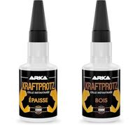 ARKA - KRAFTPROTZ EPAISSE 50 g | Colle instantanée extra forte | Idéale comme colle plastique & KRAFTPROTZ BOIS 50 g | Colle à bois transparente