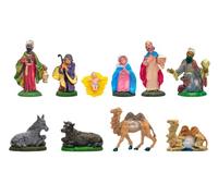 arkamii ensemble de 10 personnages de crèche de la Nativité peints à la main, produit en Italie (Personnages, 8 cm)