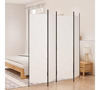 ARKEM Cloison de séparation 4 Panneaux Blanc 200x200 cm Tissu,Paravent Interieur,Cloison Amovible