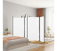 ARKEM Cloison de séparation 4 Panneaux Blanc 346x180 cm Tissu,Paravent Interieur,Cloison Amovible