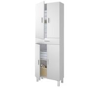 ARKITMOBEL Modèle Aruba Colonne de salle de bain 4 portes 1 tiroir, 182 x 60 x 29 cm (H x l x P) Blanc brillant Meuble de salle de bain Grand