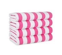 Arkwright Lot de 4 Serviettes de Plage à Rayures 100% Coton, 76 x 152 cm, Rose