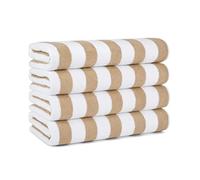 Arkwright Lot de 4 Serviettes de Plage à Rayures 100% Coton pour Piscine, Bain (76,2 x 152,4 cm, Beige)